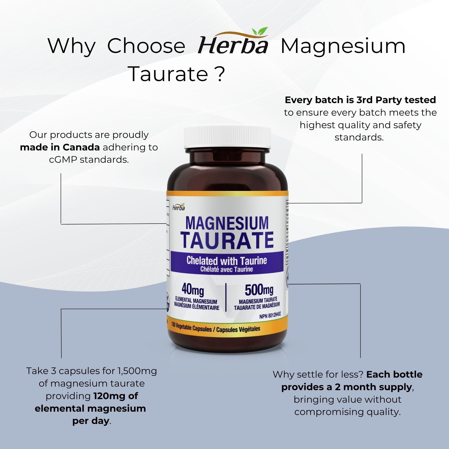 마그네슘 타우레이트 500mg 180캡슐