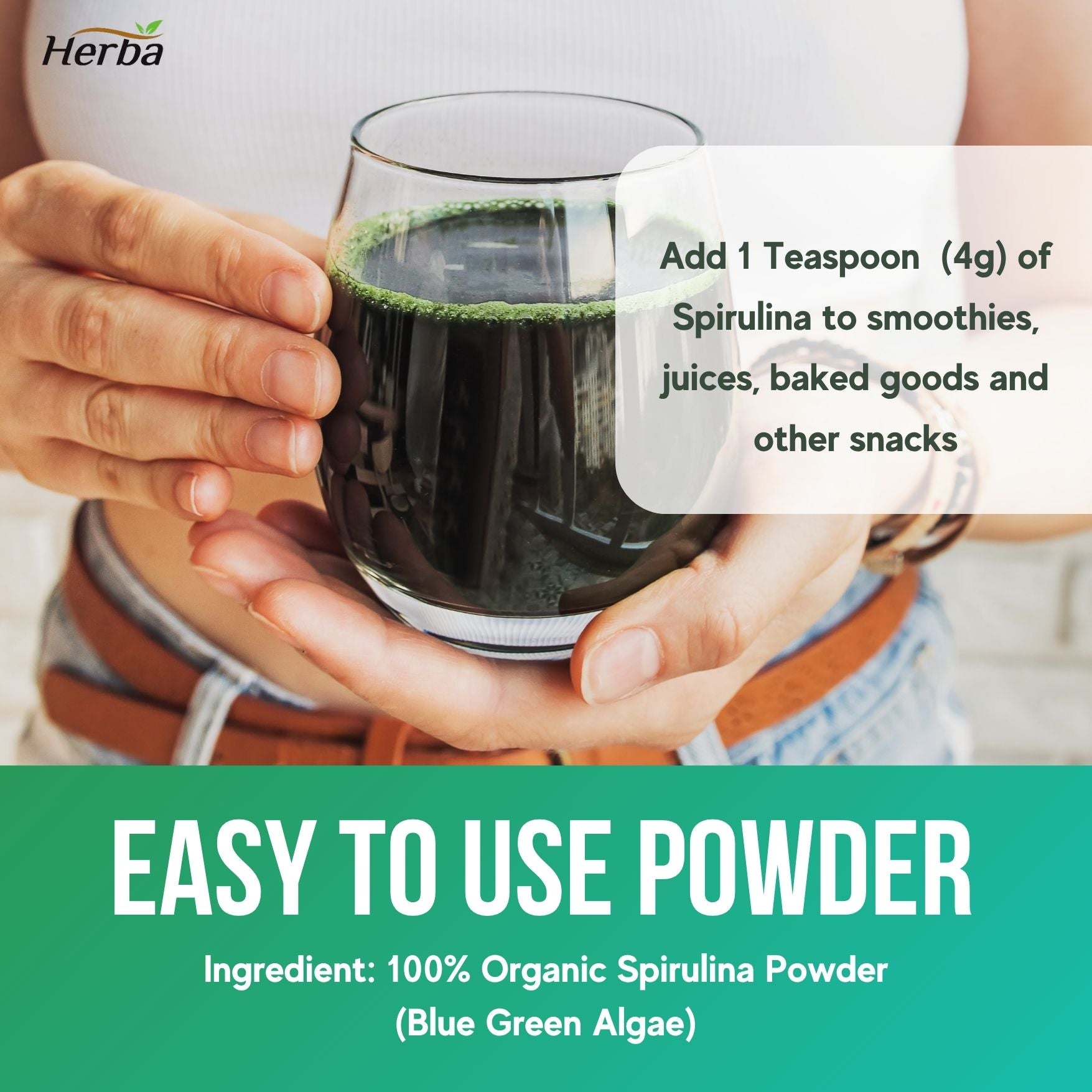 100% 유기농 스피루리나 분말 가루 250g