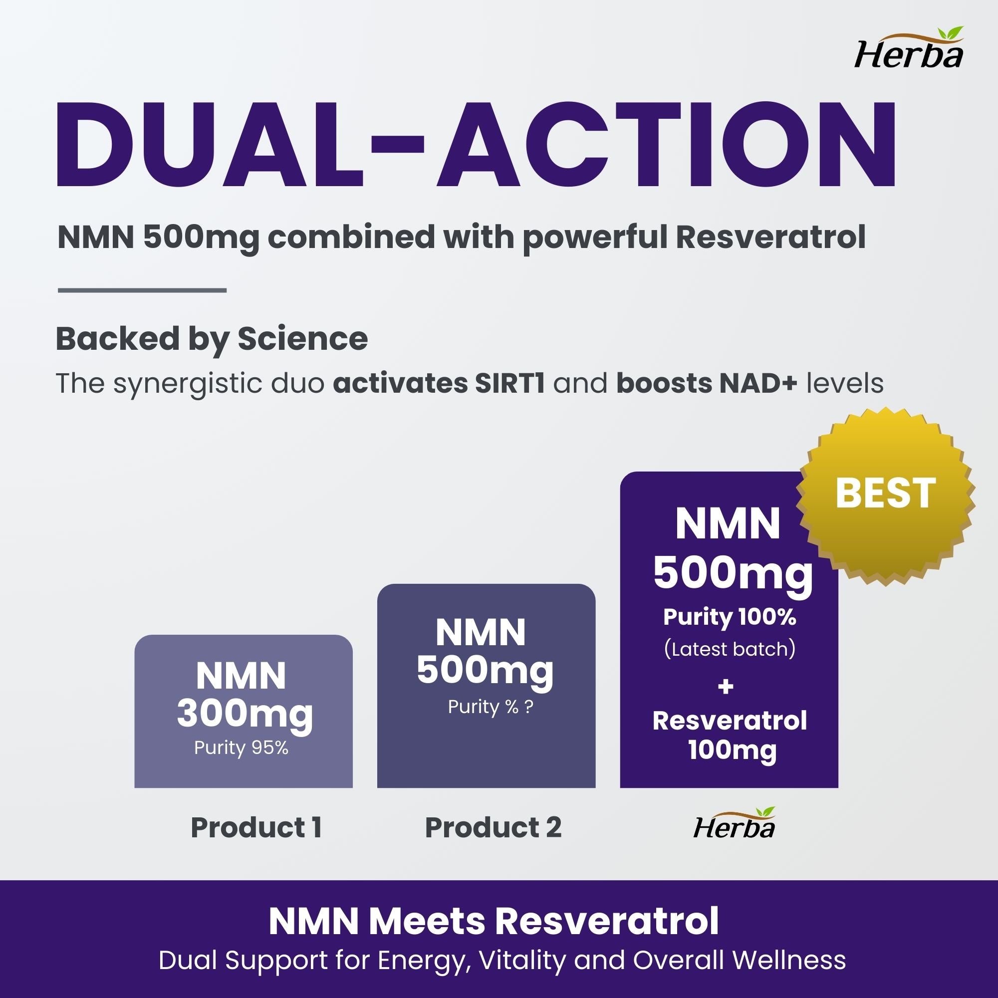 NMN 500mg 30베지캡슐 + 레스베라트롤 100mg 추가 함유