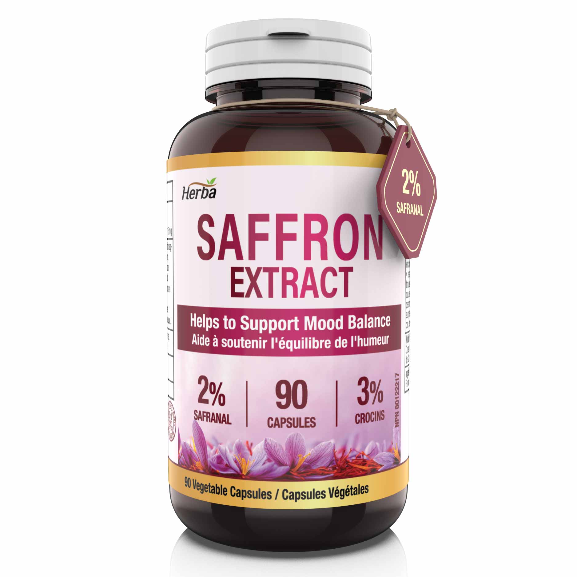 Herba 사프란 보충제 – 90 캡슐 | 2% Safranal로 표준화된 사프란 추출물