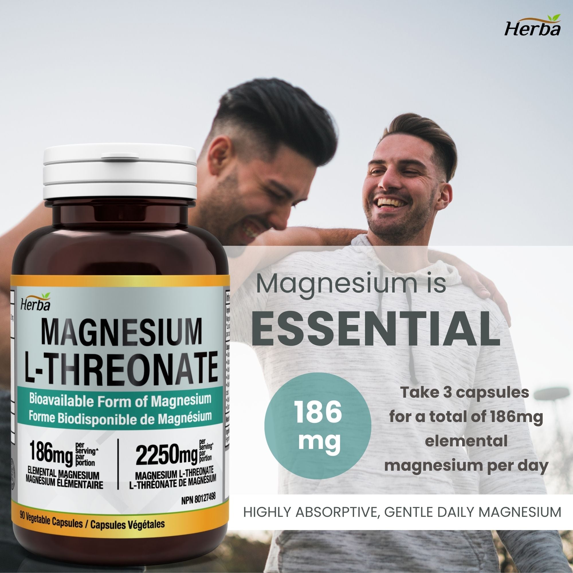 L- 트레온산 마그네슘 – 186mg 90 식물성 캡슐