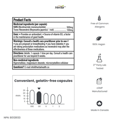 NMN 500mg 30베지캡슐 + 레스베라트롤 100mg 추가 함유