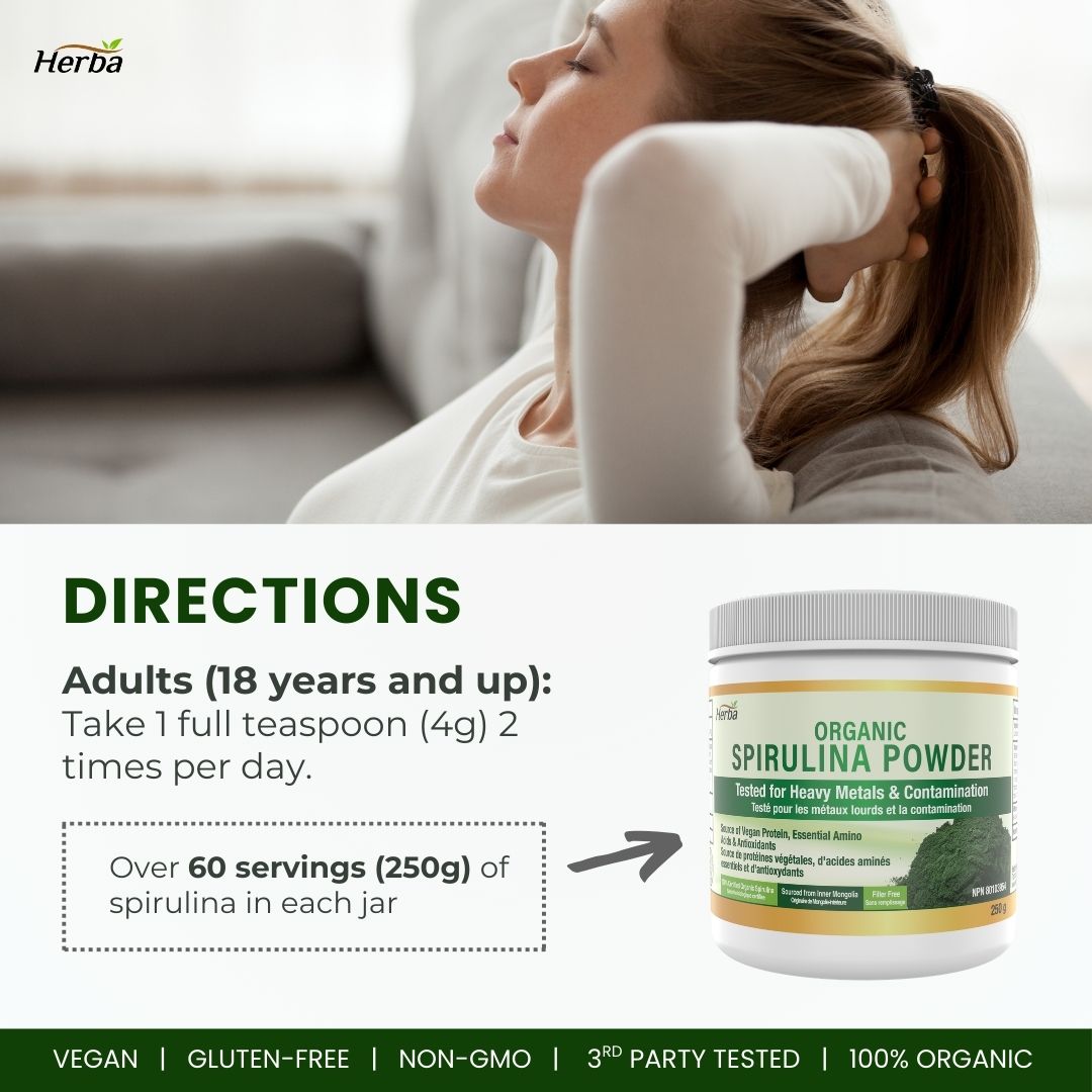 100% 유기농 스피루리나 분말 가루 250g