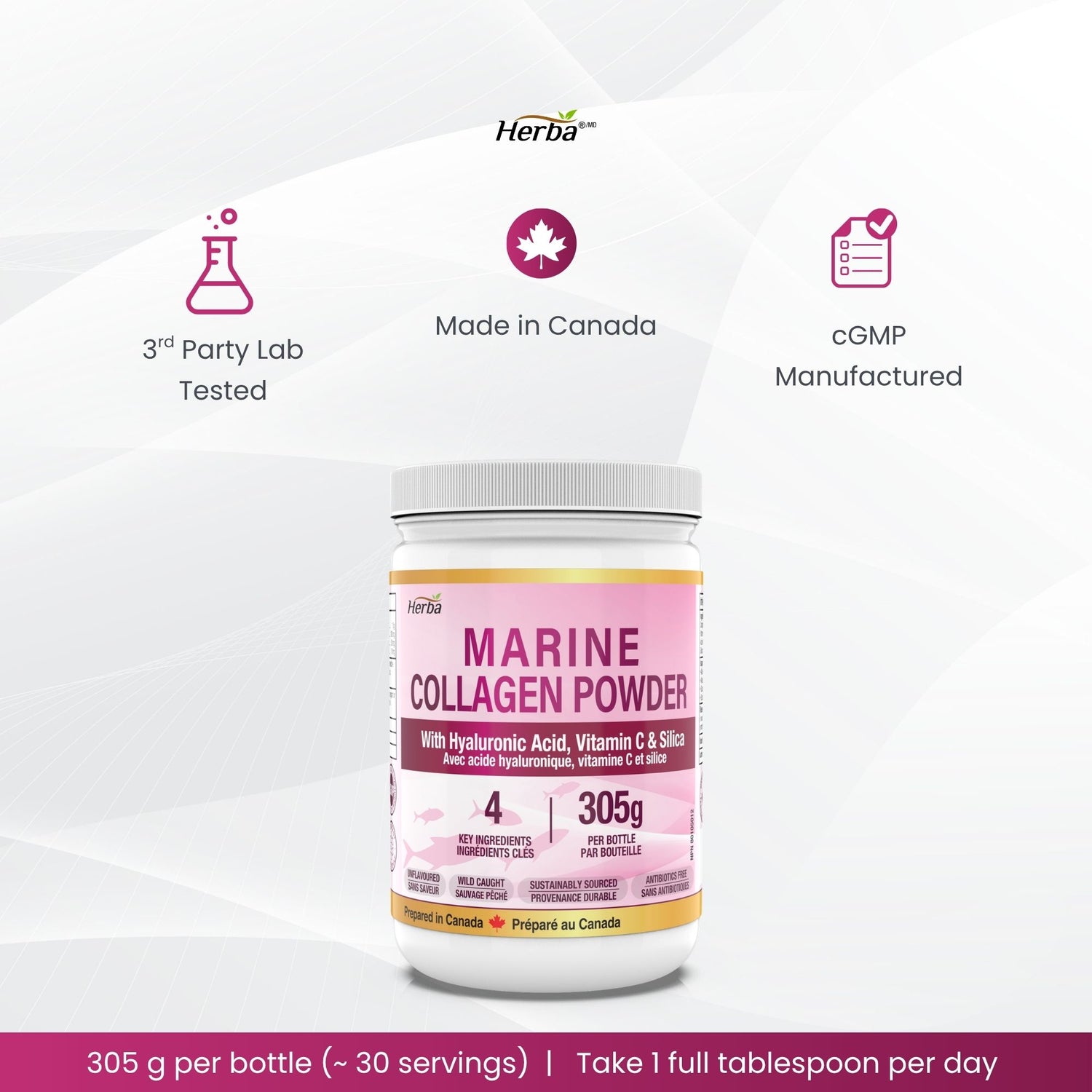 New 마린 피쉬 콜라겐 분말 가루 파우더 305g 히알루론산, 비타민C,실리카 함유