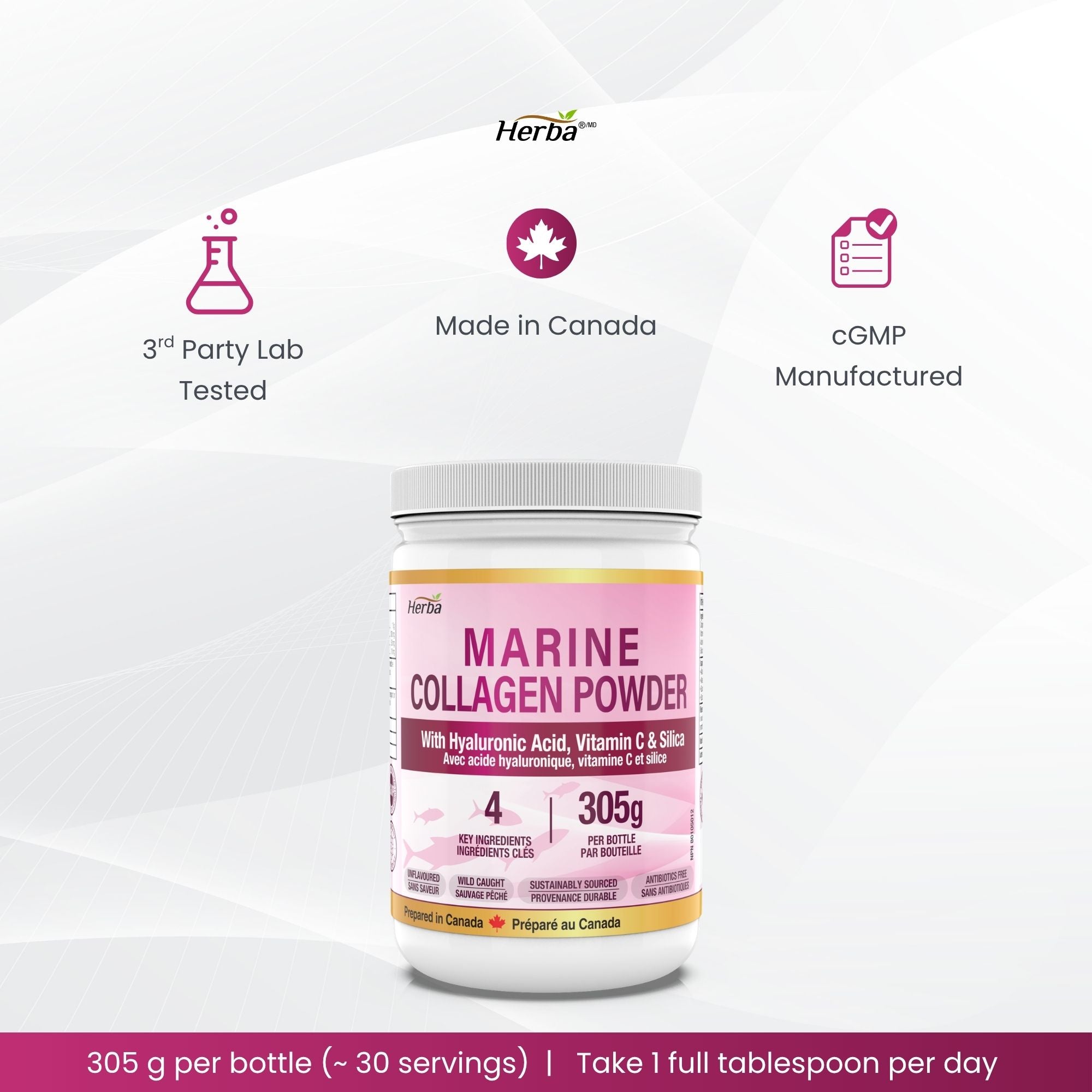 New 마린 피쉬 콜라겐 분말 가루 파우더 305g 히알루론산, 비타민C,실리카 함유