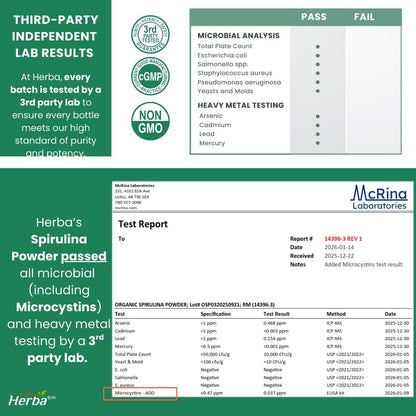 100% 유기농 스피루리나 분말 가루 250g