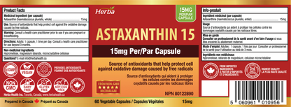 아스타잔틴 15mg - 60식물성 캡슐