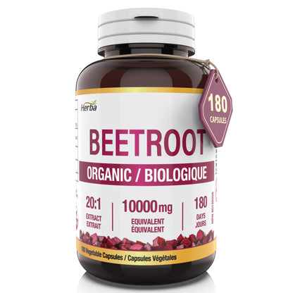 유기농 비트 뿌리  10,000mg 180캡슐 20배 농축 레드 비트비트 캐나다산