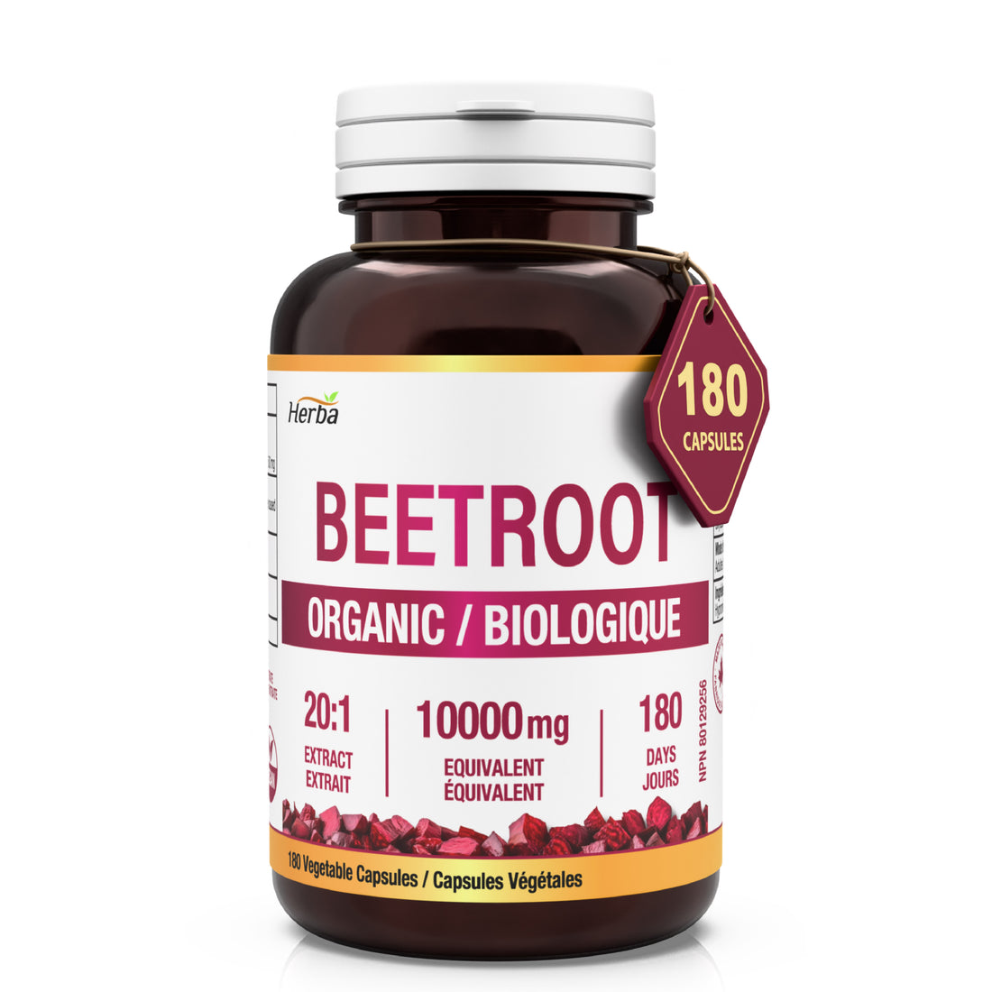 유기농 비트 뿌리  10,000mg 180캡슐 20배 농축 레드 비트비트 캐나다산