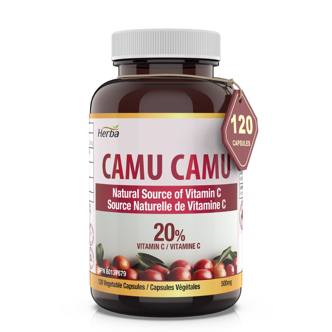 카무카무 캡슐 500mg - 120캡슐 | 천연 비타민 C 20% 함유 | 캐나다산