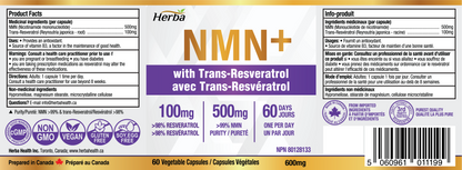 NMN 500mg 60캡슐 레스베라트롤 추가 함유