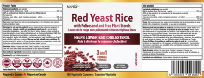 Red Yeast Rice Supplement - 180 Capsules | Pharmacist Formulated | Made in Canada