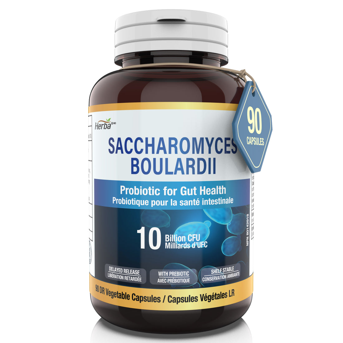 Saccharomyces Boulardii Probiotic 10B CFU – 90 DR Capsules | Made in Canada