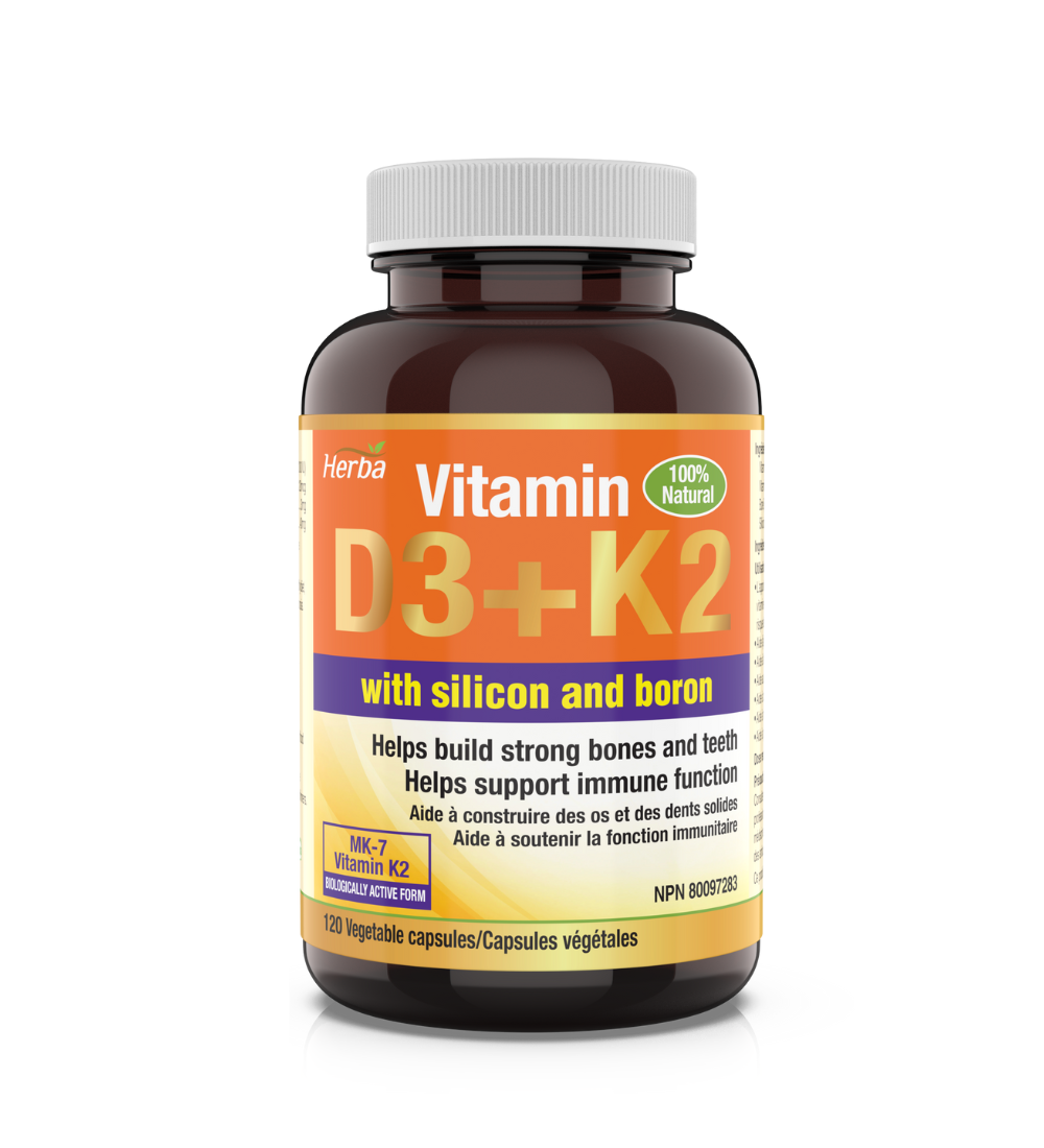 비타민K2 D3 120식물성캡슐 비타민D3 1000IU 비타민K2 mk-7 실리카 보론 함유 치아 뼈 건강