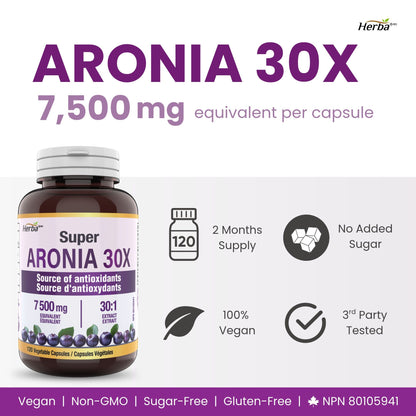30배 농축 아로니아 7500mg 120식물성캡슐 안토시아닌 풍부