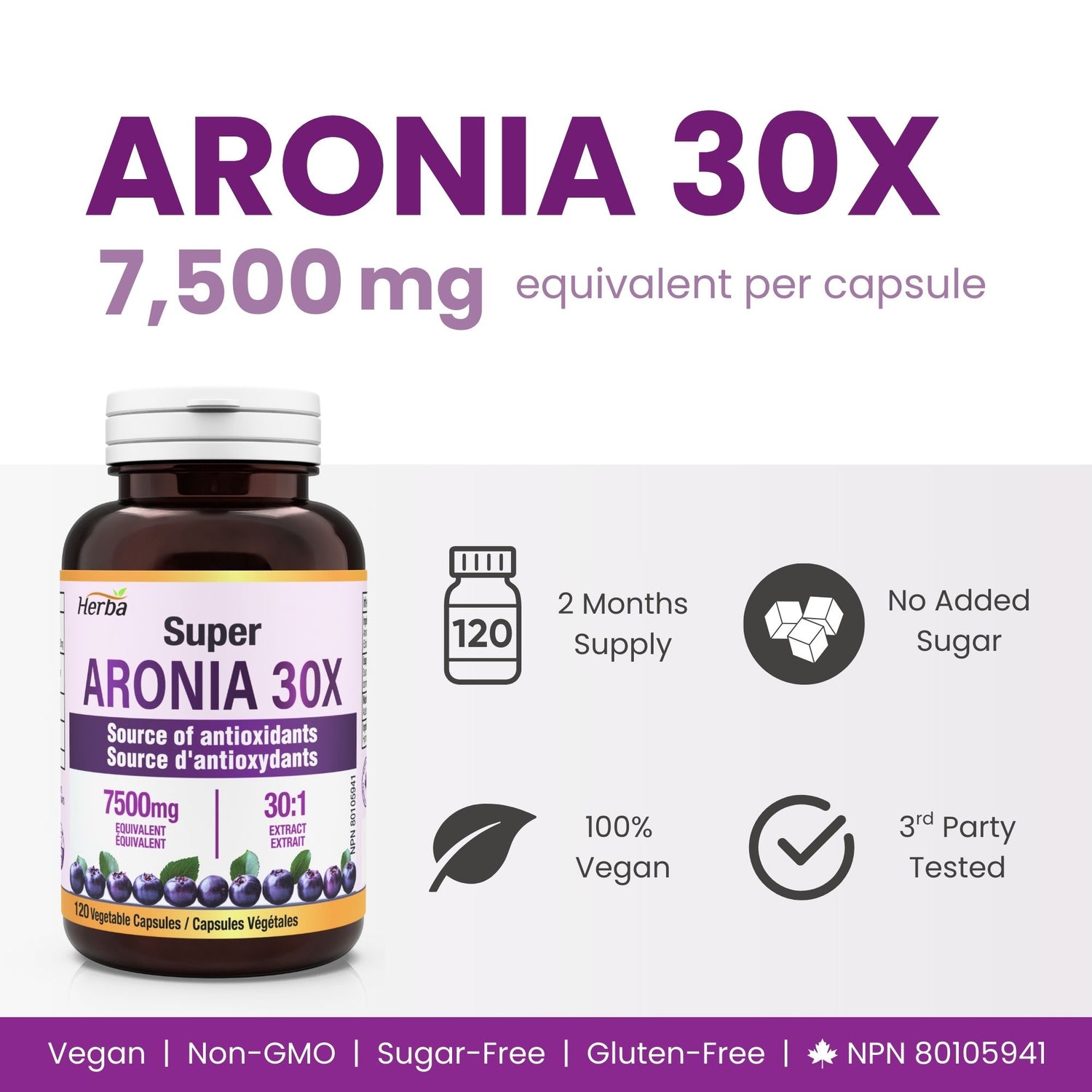 30배 농축 아로니아 7500mg 120식물성캡슐 안토시아닌 풍부