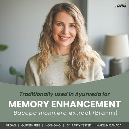 Bacopa Monnieri Supplement – 120 Capsules | 300mg, 20:1 Extract - 6,000mg Equivalent | Made in Canada