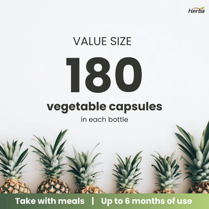 브로멜라인 보충제 600mg – 180캡슐 | 최대 효능 2,400 GDU/g