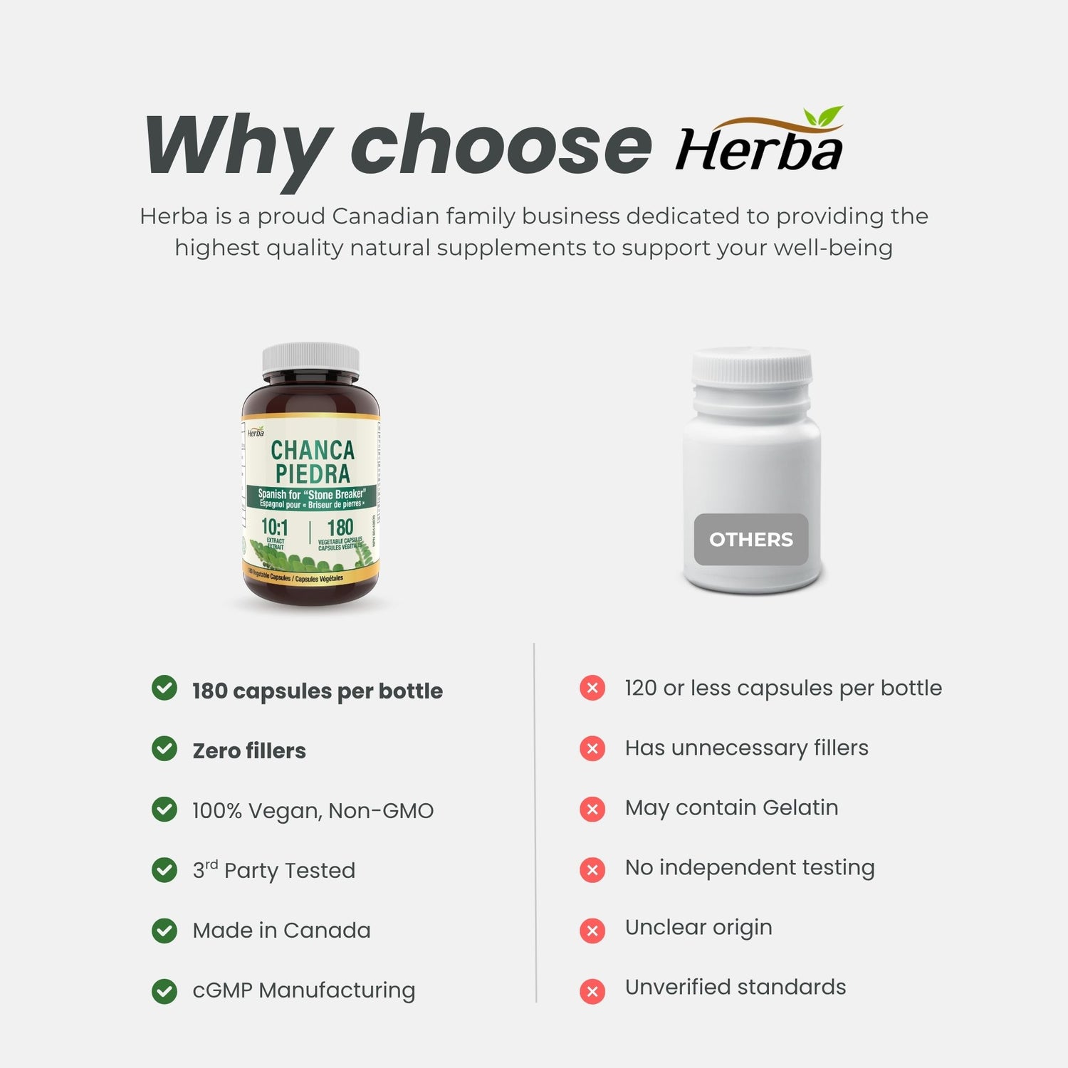 Chanca Piedra Extract - 180 Capsules | 5,000mg Equivalent | 10:1 Extract from 500mg | Made in Canada