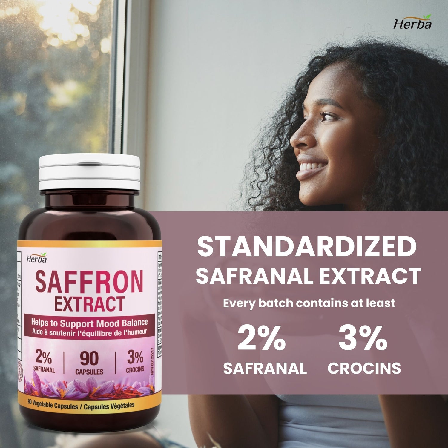 Herba 사프란 보충제 – 90 캡슐 | 2% Safranal로 표준화된 사프란 추출물