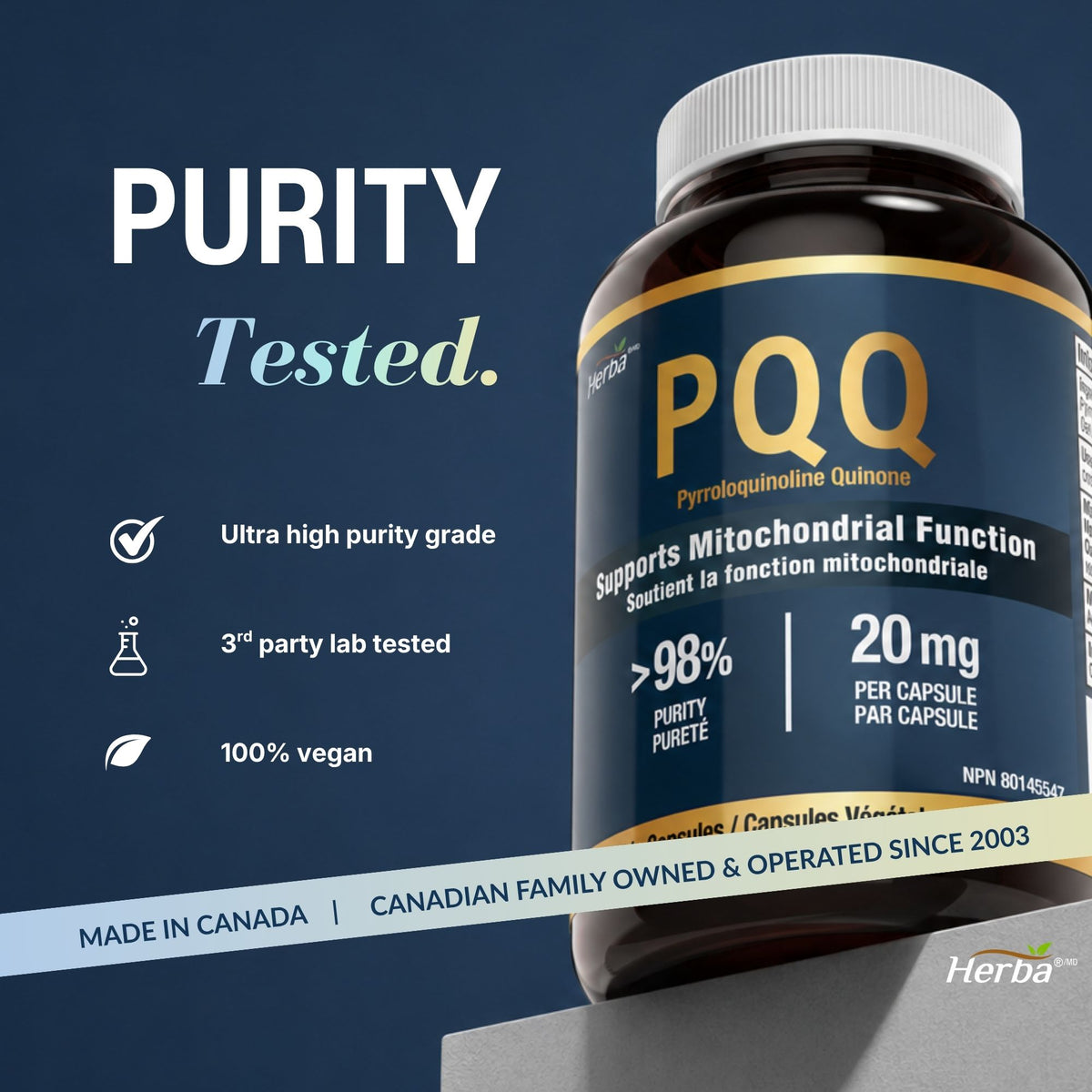 PQQ 20mg 피롤로퀴놀린 퀴논 60캡슐 | 캐나다산