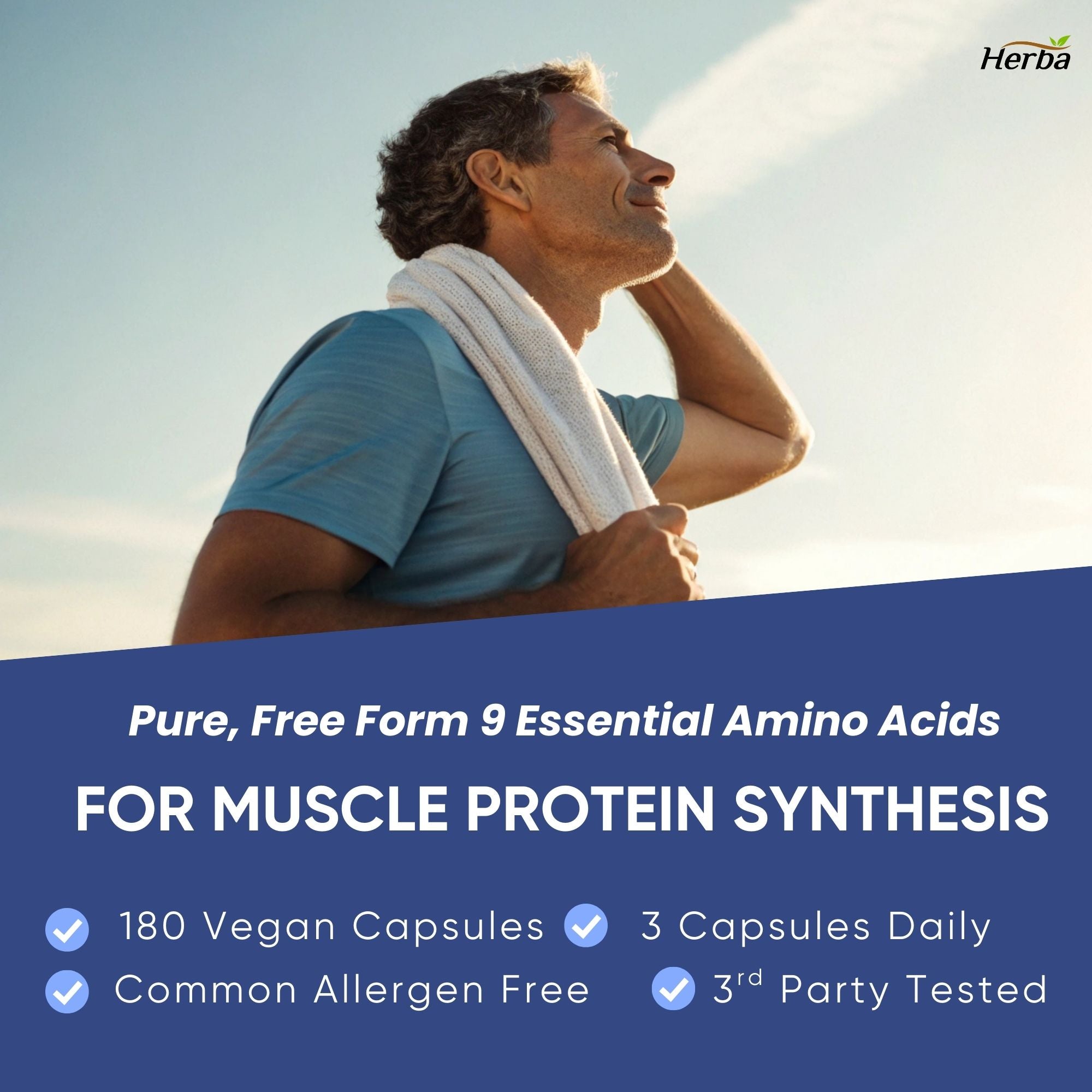 Essential Amino Acids Supplement – 180 Capsules | All 9 EAA Supplement in Free Form | Made in Canada