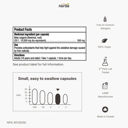 유기농 비트 뿌리  10,000mg 180캡슐 20배 농축 레드 비트비트 캐나다산