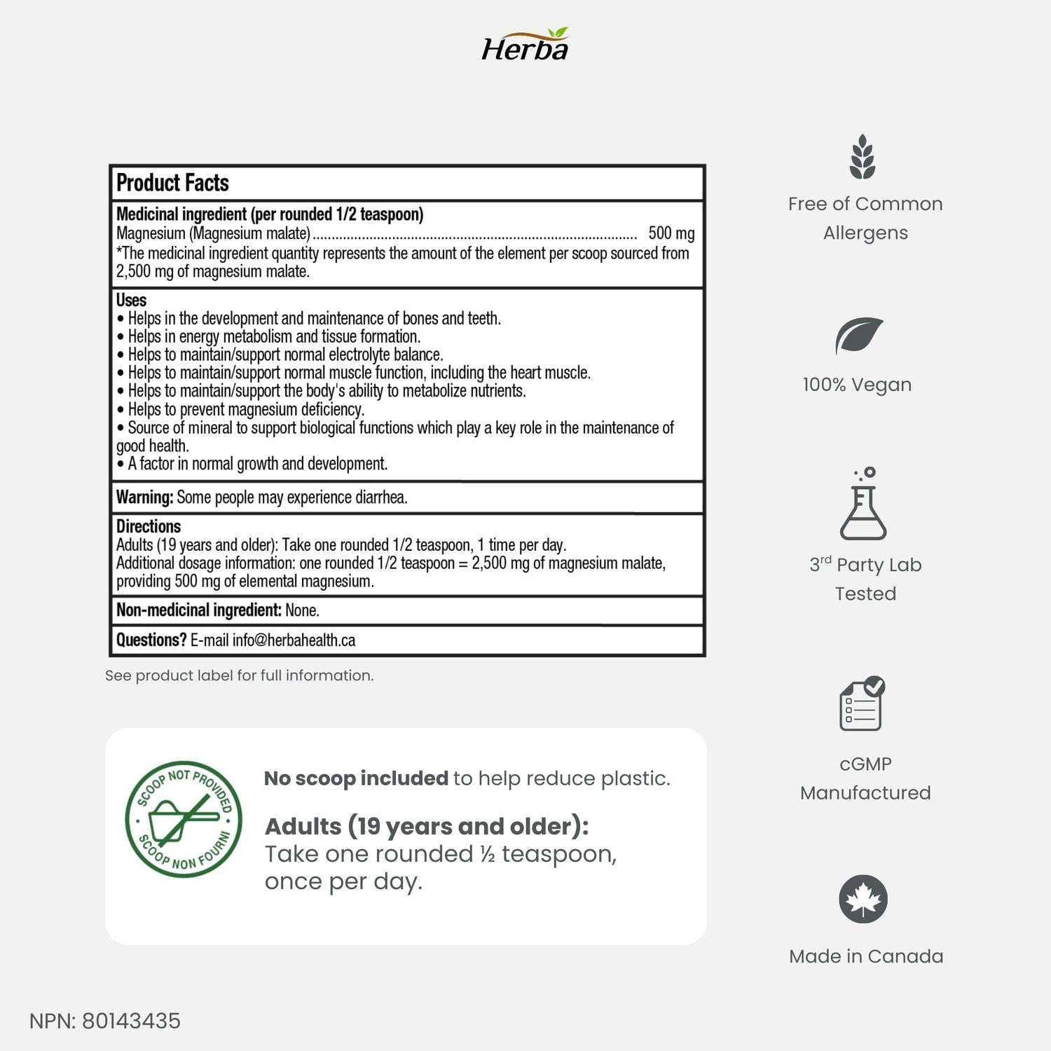 마그네슘 말레이트 가루 분말 파우더 300g – 120회분 | 4개월분 | 100% 순수 무향 마그네슘 말레이트 | 캐나다산