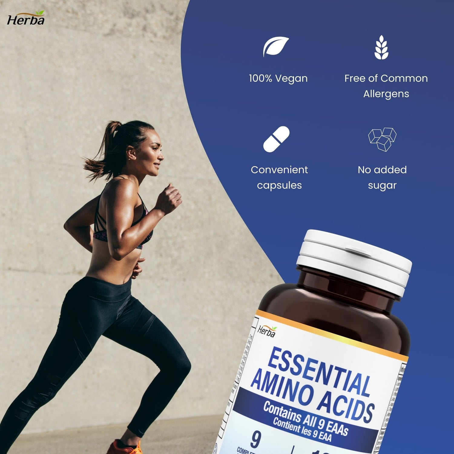 Essential Amino Acids Supplement – 180 Capsules | All 9 EAA Supplement in Free Form | Made in Canada