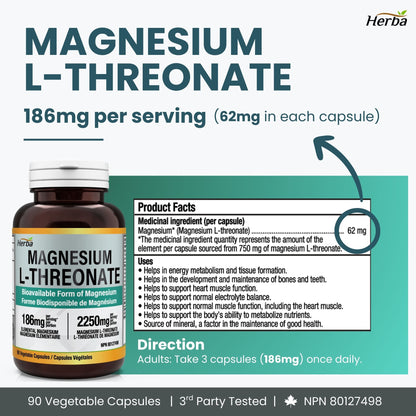 L- 트레온산 마그네슘 – 186mg  90 식물성 캡슐