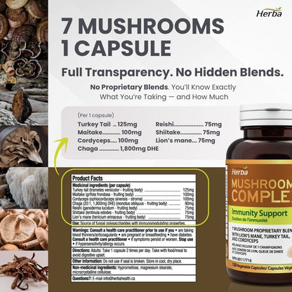 버섯 영양제 1280mg 120캡슐 영지버섯 동충하초 마이타케 7가지 버섯다당체 면역
