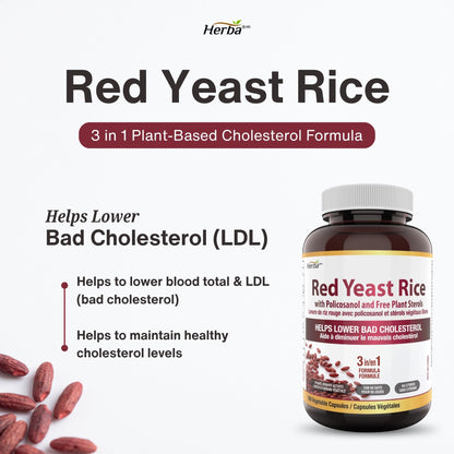Red Yeast Rice Supplement - 180 Capsules | Pharmacist Formulated | Made in Canada