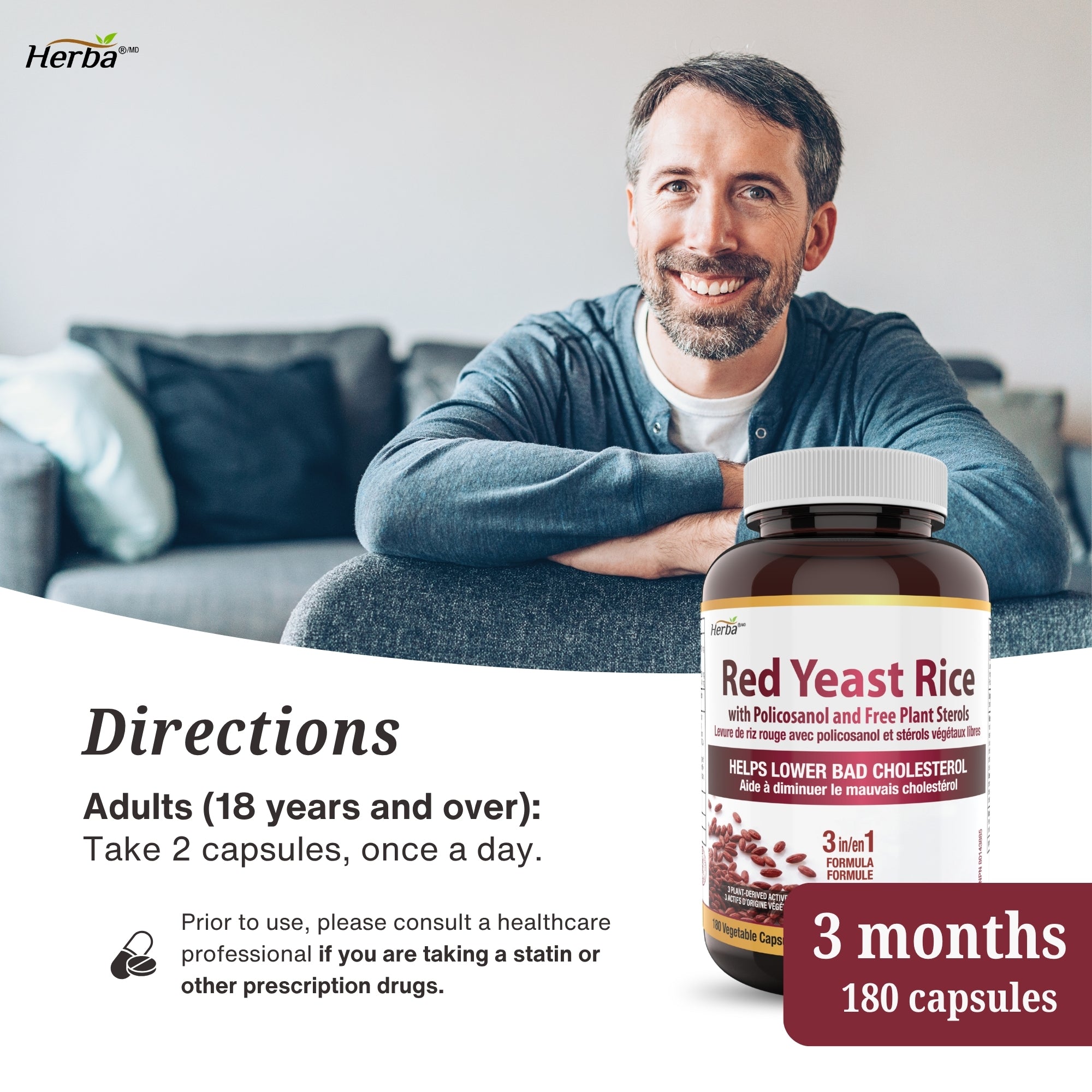 Red Yeast Rice Supplement - 180 Capsules | Pharmacist Formulated | Made in Canada