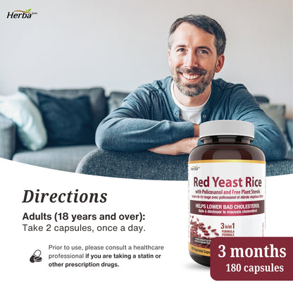 Red Yeast Rice Supplement - 180 Capsules | Pharmacist Formulated | Made in Canada