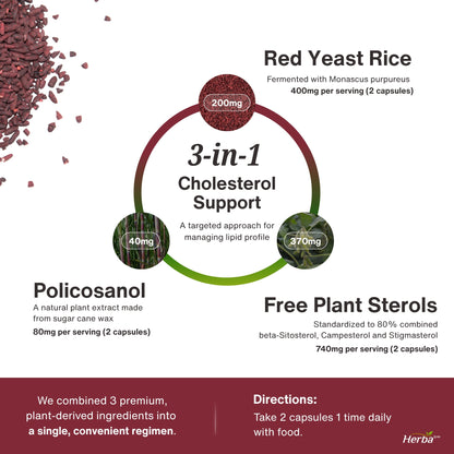 Red Yeast Rice Supplement - 180 Capsules | Pharmacist Formulated | Made in Canada