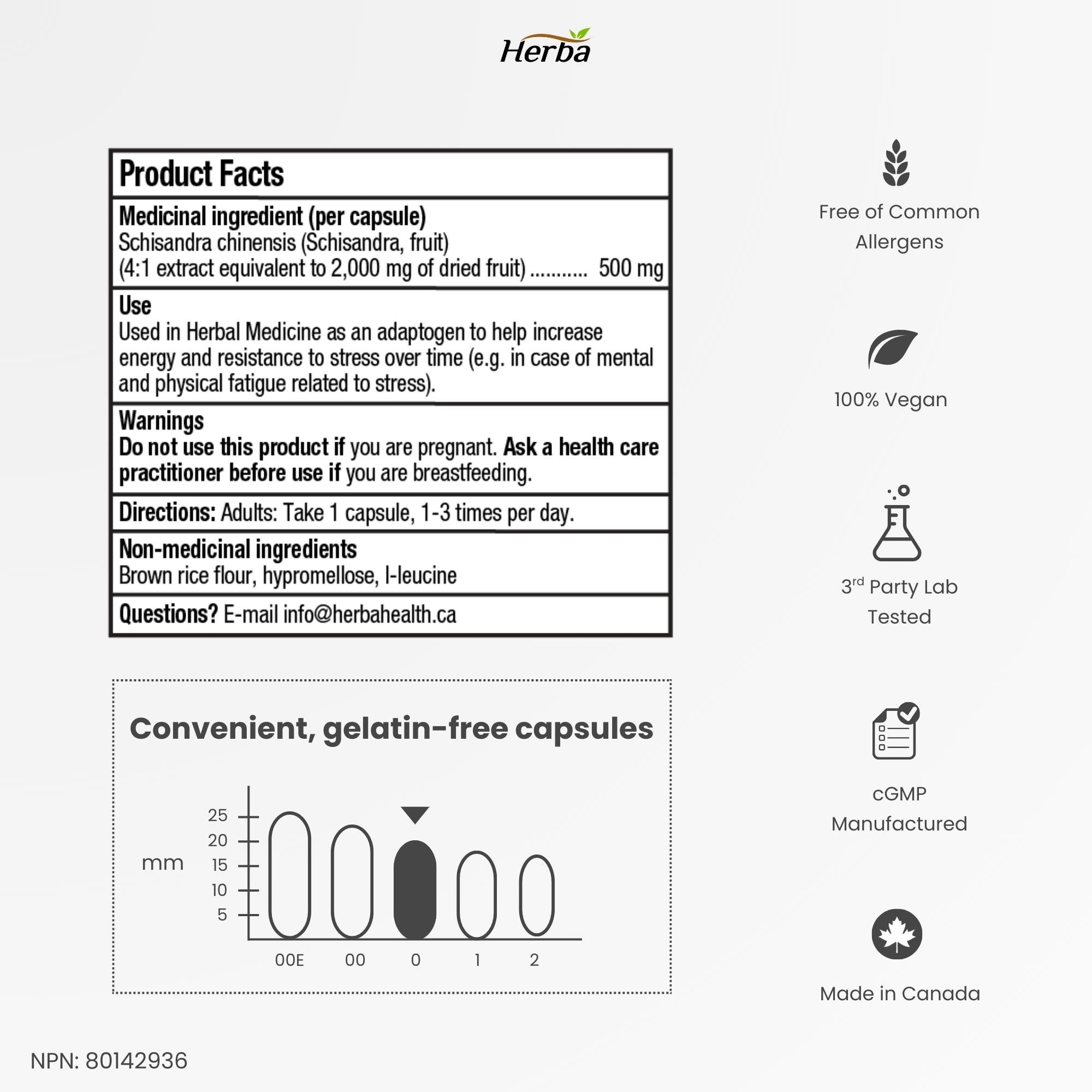 Schisandra Supplement – 90 Capsules | 4:1 Extract – 2,000mg Equivalent Schisandra Berry | Made in Canada