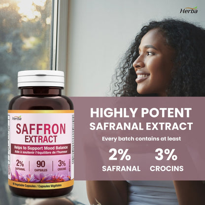 Herba 사프란 보충제 – 90 캡슐 | 2% Safranal로 표준화된 사프란 추출물