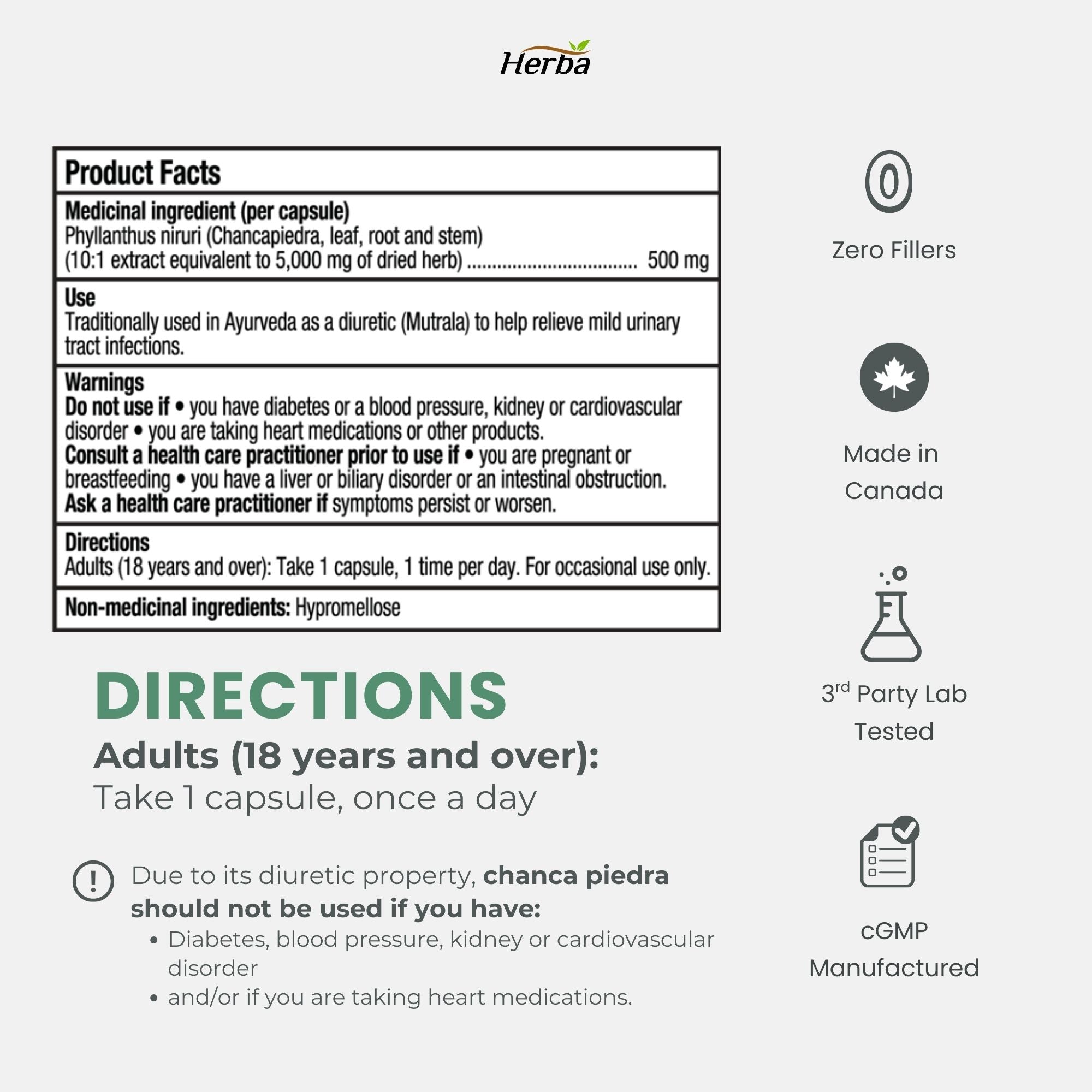 Chanca Piedra Extract - 180 Capsules | 5,000mg Equivalent | 10:1 Extract from 500mg | Spanish for "Stone Breaker" | Made in Canada